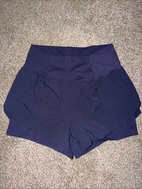 HALARA Navy High-Waist Layered Athletic Shorts
